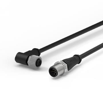 M12 A Male 0°/Female 90° PVC+ 5x0.34 UL/CSA - Black / A-Code, Dynamic Application, 3.0 m